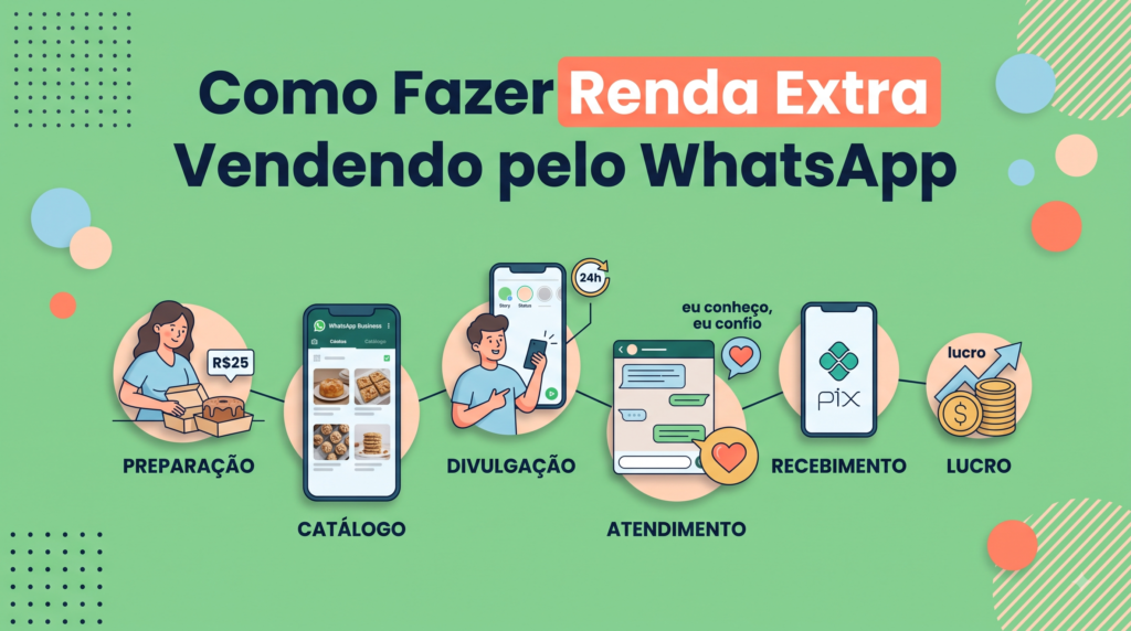 Como fazer renda extra vendendo pelo WhatsApp: preparação, catálogo, divulgação, atendimento, recebimento via Pix e lucro